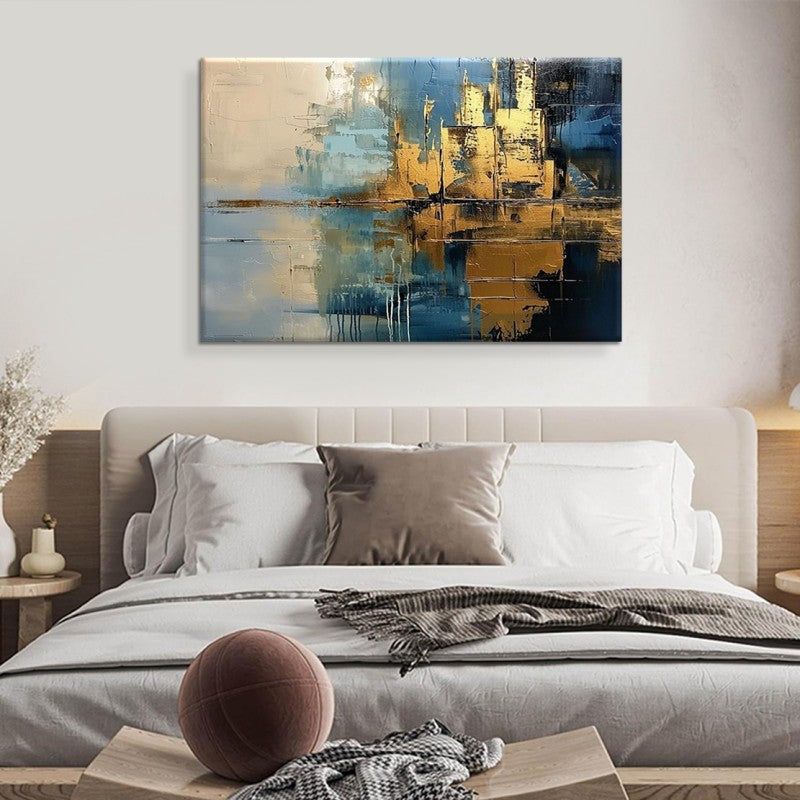Abstract Modern Painting Decor Living Room Master Handmade Oil Paintings For Home Porch Village Blue Rough Texture Mural Artwork